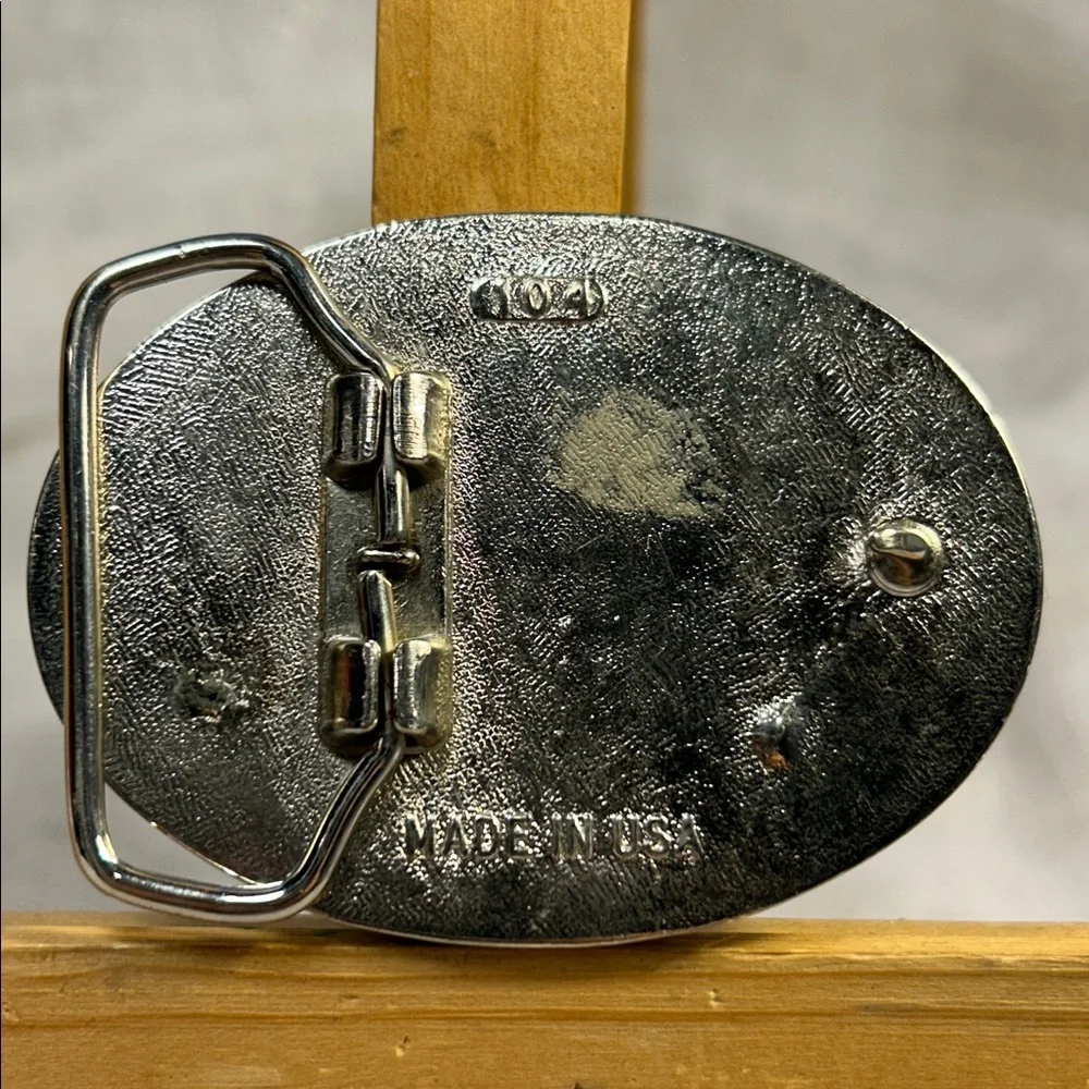 Huge Larimar reminiscing landscape silver colored  belt buckle limited edition